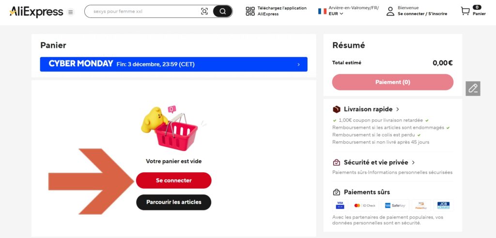 AliExpress mon panier ma commande