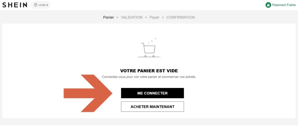 shein mon panier se connecter