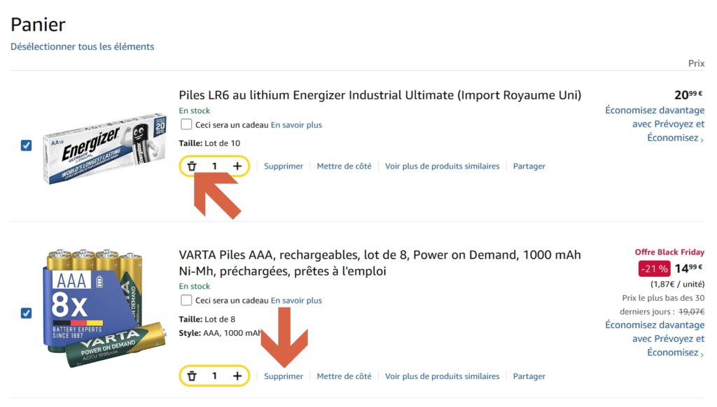 Comment vider mon panier Amazon ?
