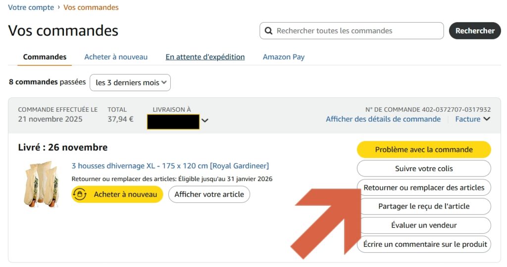 Comment retourner un article acheté sur Amazon 