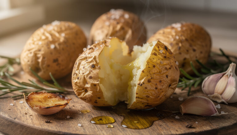 découvrez notre recette simple et rapide de pommes de terre au four, à la fois croustillantes à l'extérieur et fondantes à l'intérieur, pour un accompagnement savoureux et irrésistible.