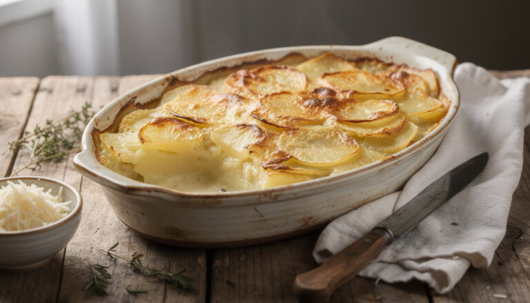 découvrez la recette traditionnelle du gratin dauphinois sans crème, un plat authentique à l'ancienne qui met en valeur la simplicité et la richesse des pommes de terre et du lait.