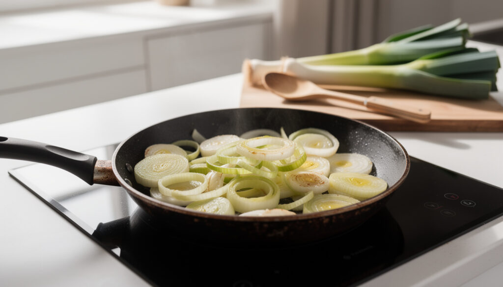 découvrez la recette facile de la fondue de poireaux de cyril lignac, à préparer rapidement à la poêle pour un plat savoureux et gourmand.