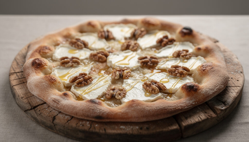 découvrez une délicieuse recette de pizza chèvre miel noix sans crème fraîche, simple et rapide à préparer pour un repas savoureux et gourmand.