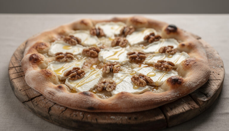 découvrez une délicieuse recette de pizza chèvre miel noix sans crème fraîche, simple et rapide à préparer pour un repas savoureux et gourmand.
